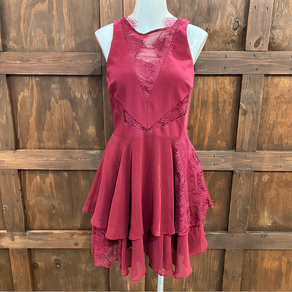 Lucy Paris Burgundy High Low Dress